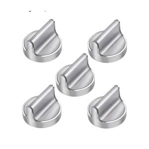 W10594481 Gas Range Stove Cooktop Knob Replacement 5 Pack‎ Aluminum Silver